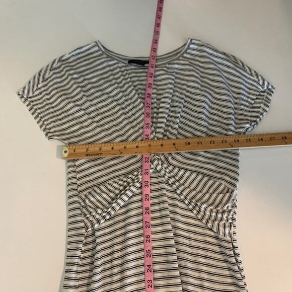 Allsaints Dress Womens M Medium Cotton Paloma Stripe Twist Front Cap Sleeves Tee - Picture 8 of 14